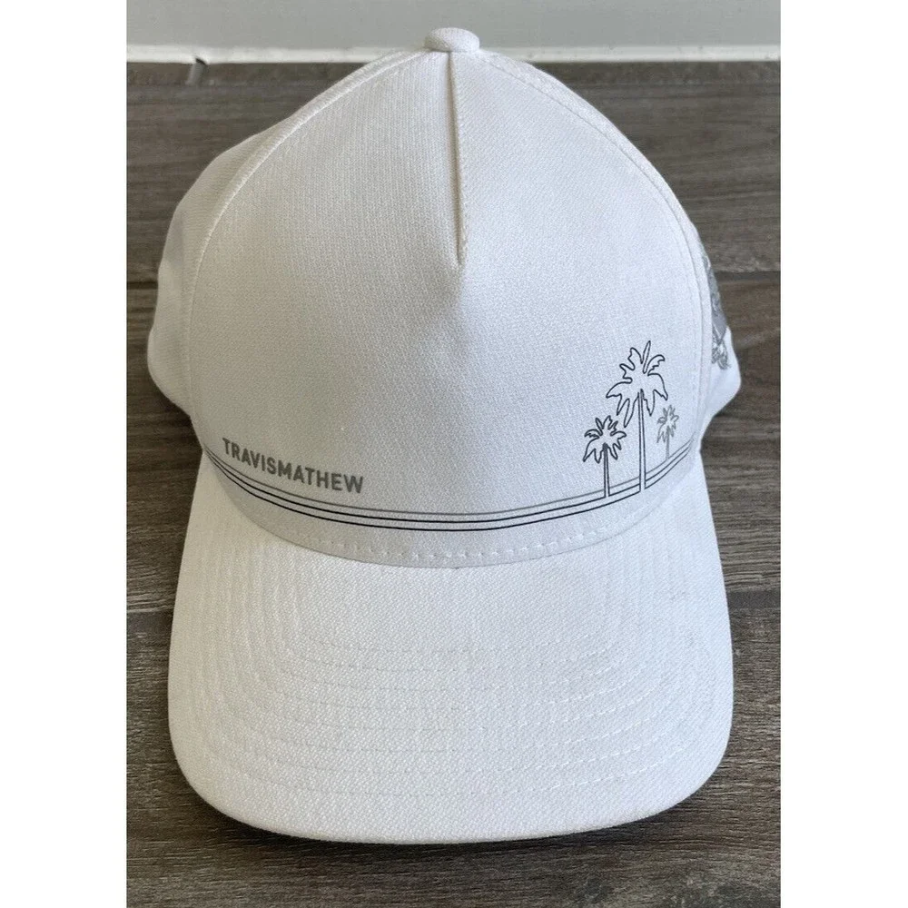 TravisMathew White Cap Hat Adjustable Flexfit Snapback